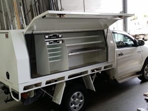 Custom Hilux ute canopy.